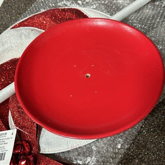 NWT 2017 HOBBY LOBBY JUMBO METAL GLITTER PEPPERMINT JINGLE BELL BOW DECOR - Picture 12 of 13